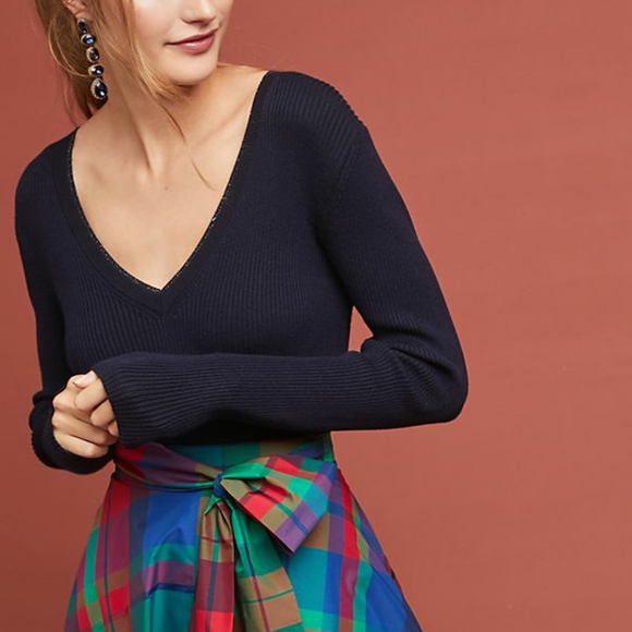 Anthropologie Sweaters - Anthropologie Ribbed V-Neck Pullover